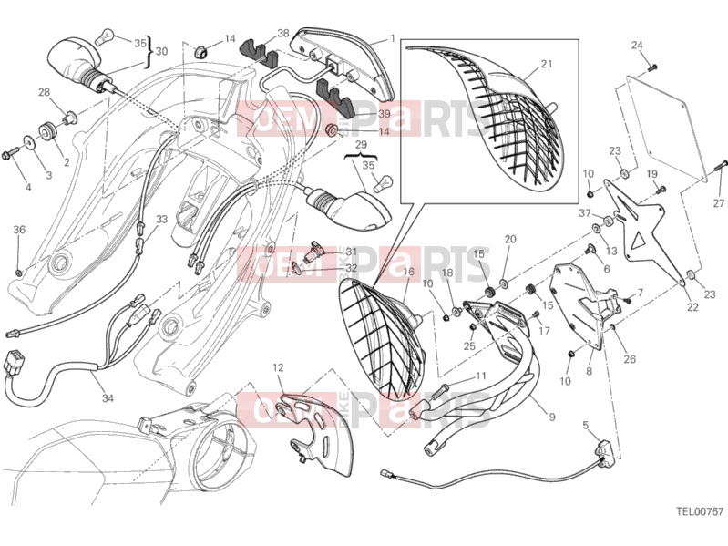 DUCATI 2014 Diavel STRADA NUMBER PLATE HOLDER - TAIL LIGHT » LIGHTING SYSTEM