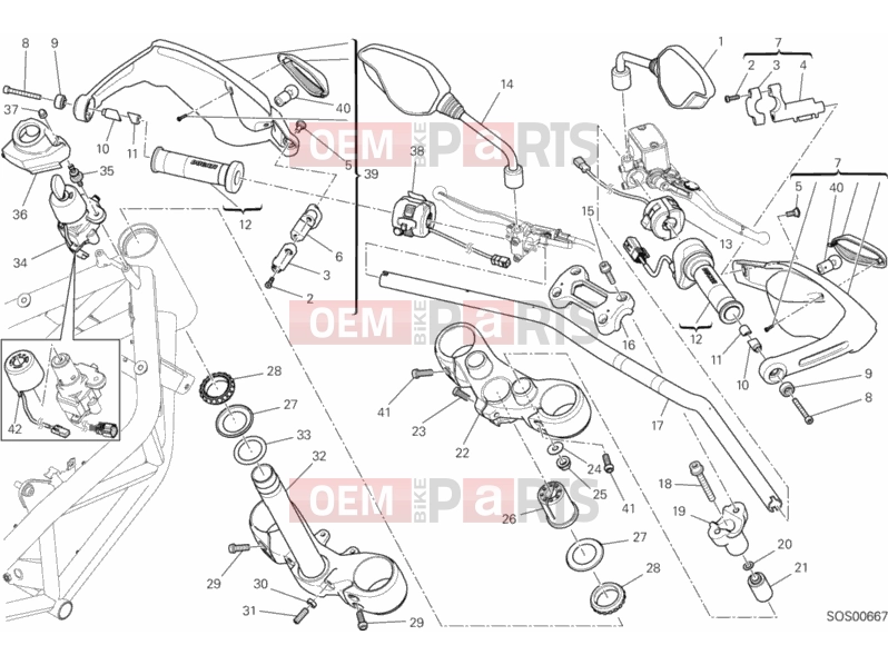 DUCATI 2014 HYPERMOTARD HANDLEBAR AND CONTROLS » HANDLE BAR