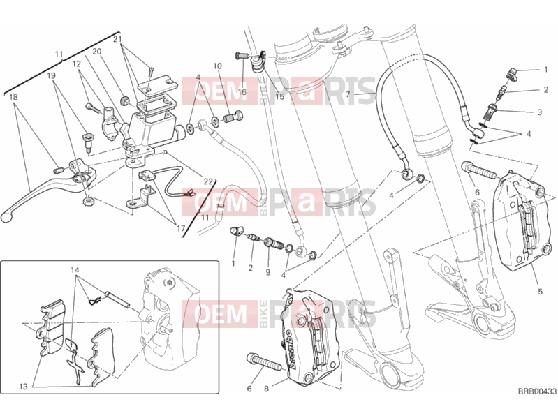 DUCATI 2014 HYPERMOTARD FRONT BRAKE SYSTEM » BRAKING SYSTEM