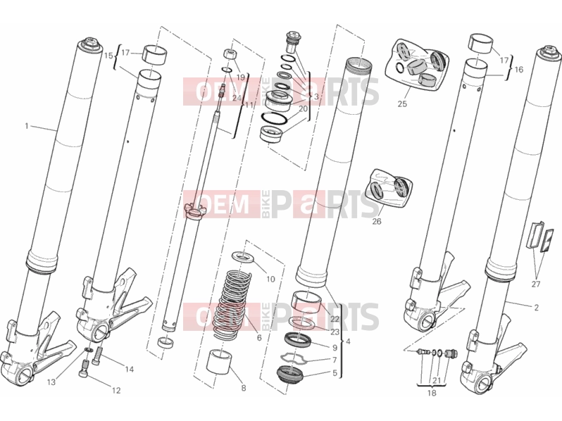 DUCATI 2013 Monster 1100 EVO ABS 024 - FRONT FORK (1) » FRONT SUSPENSION