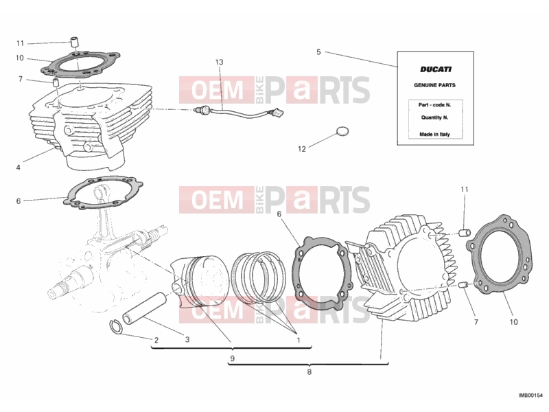 DUCATI 2013 Monster 1100 EVO ABS CYLINDER - PISTON » ENGINE CASE