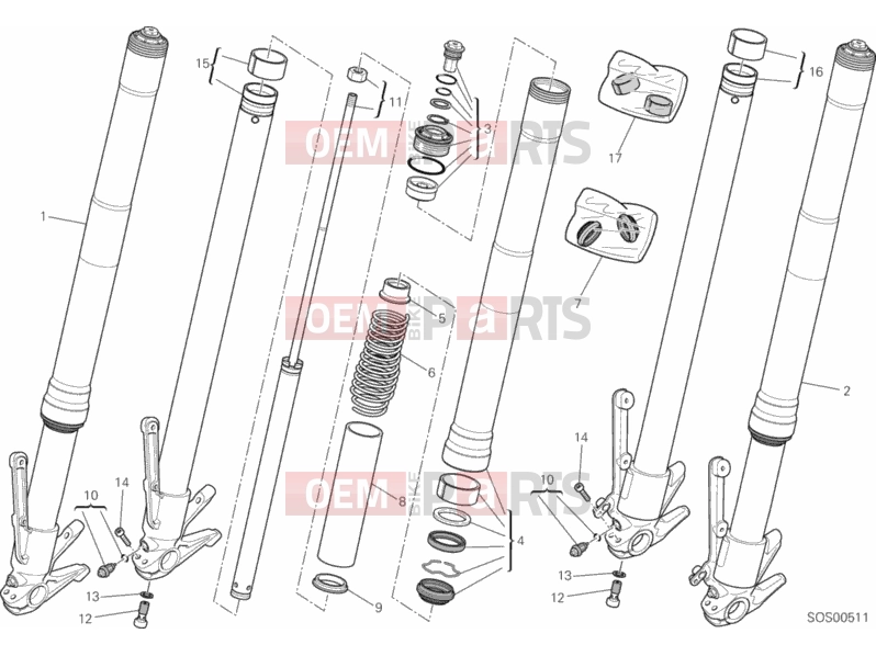 DUCATI 2013 Multistrada 1200 ABS 21A - FRONT FORK (2) » FRONT SUSPENSION
