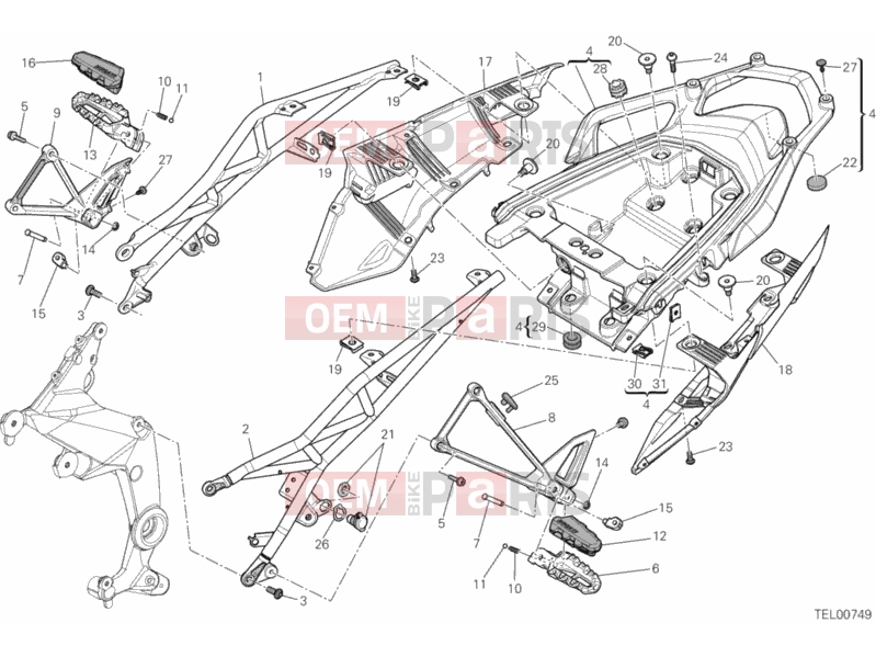 DUCATI 2013 Multistrada 1200 S Pikes Peak REAR FRAME COMP. » FRAME