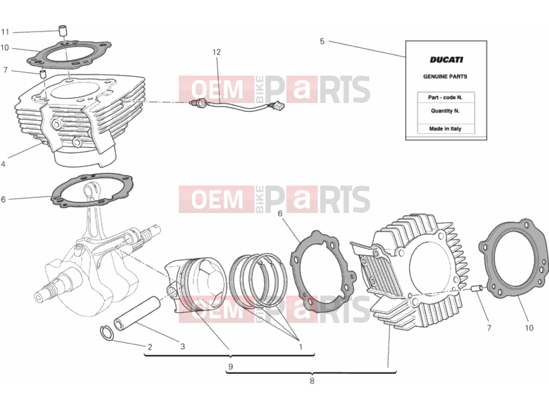 DUCATI 2013 Monster 795 ABS CYLINDER - PISTON » ENGINE CASE