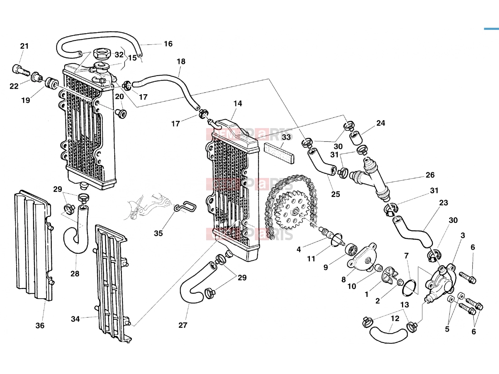 HUSQVARNA 2004 TE 510 CENTENNIAL COOLING SYSTEM