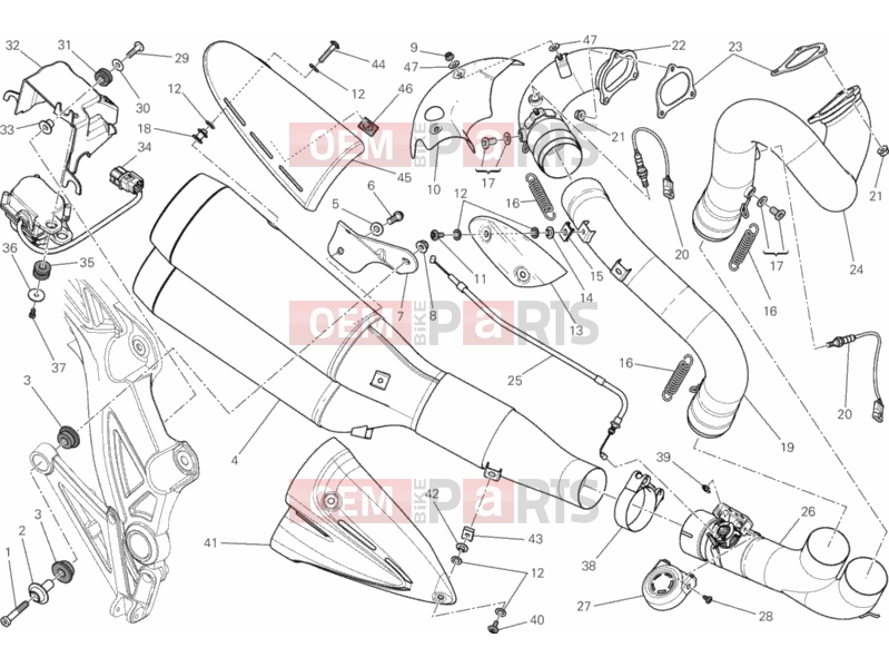 DUCATI 2013 Diavel WHITE STRIPE EXHAUST SYSTEM » EXHAUST SYSTEM