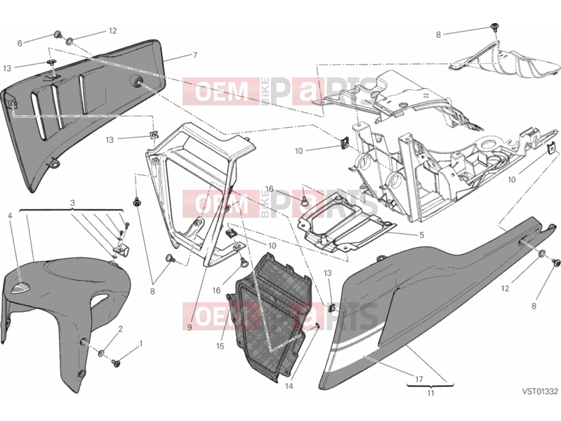 DUCATI 2013 Diavel WHITE STRIPE FRONT MUDGUARD » PLASTICS