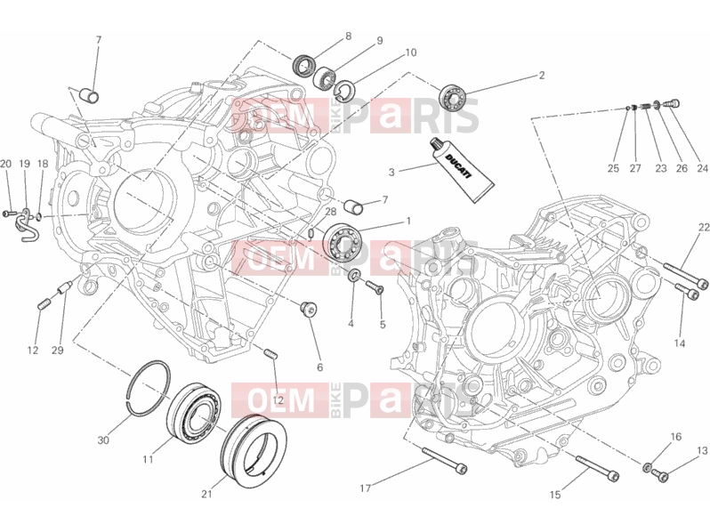 DUCATI 2013 Diavel WHITE STRIPE CRANKCASE BEARINGS » ENGINE CASE