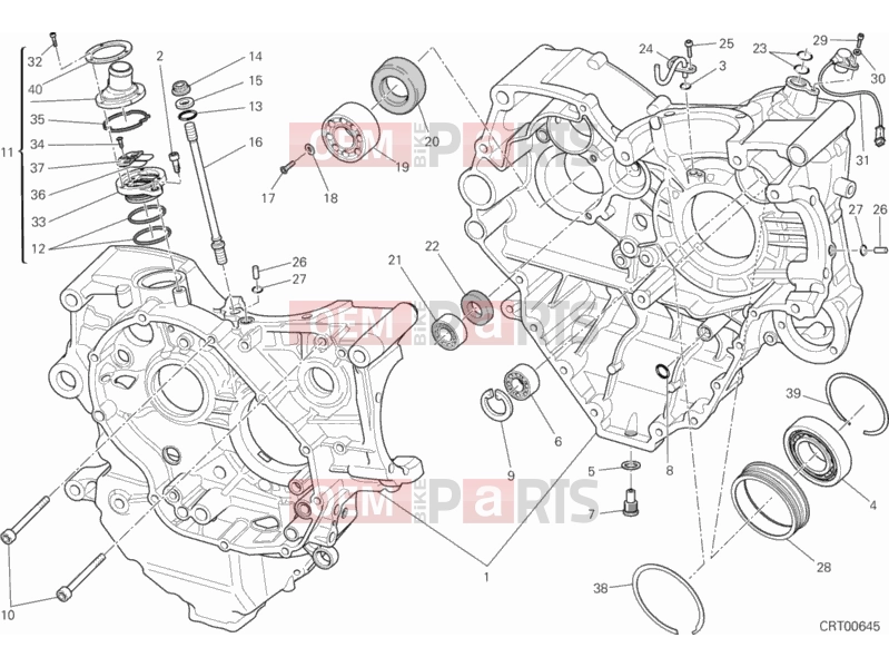 DUCATI 2013 Diavel WHITE STRIPE HALF-CRANKCASES PAIR » ENGINE CASE