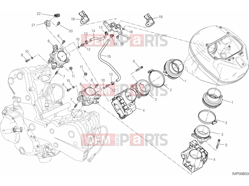 DUCATI 2013 HYPERSTRADA THROTTLE BODY » INTAKE, CARBURETTOR