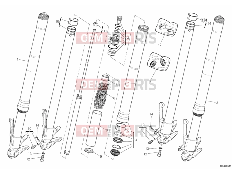 DUCATI 2012 Multistrada 1200 ABS FRONT FORK » FRONT SUSPENSION