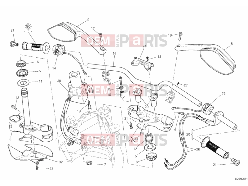DUCATI 2012 Multistrada 1200 S Pikes Peak HANDLEBAR » HANDLE BAR