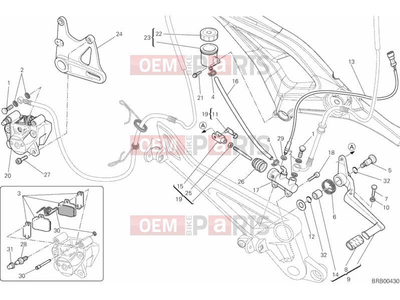 DUCATI 2012 Monster 659 ABS REAR BRAKE SYSTEM » BRAKING SYSTEM