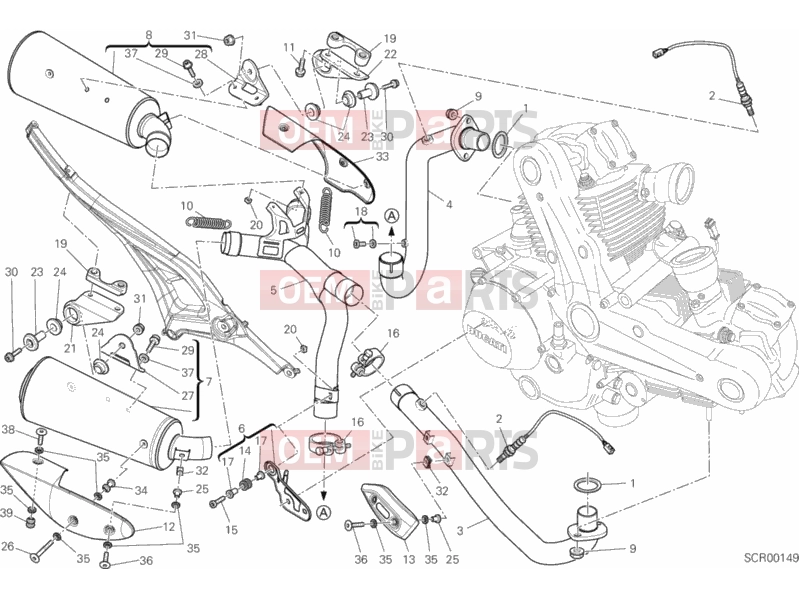 DUCATI 2012 Monster 659 EXHAUST SYSTEM » EXHAUST SYSTEM