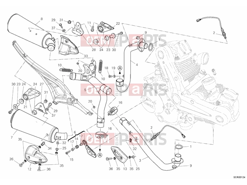 DUCATI 2012 Monster 696 EXHAUST SYSTEM » EXHAUST SYSTEM