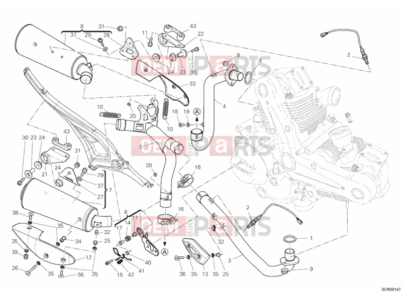 DUCATI 2012 Monster 696 ABS EXHAUST SYSTEM » EXHAUST SYSTEM