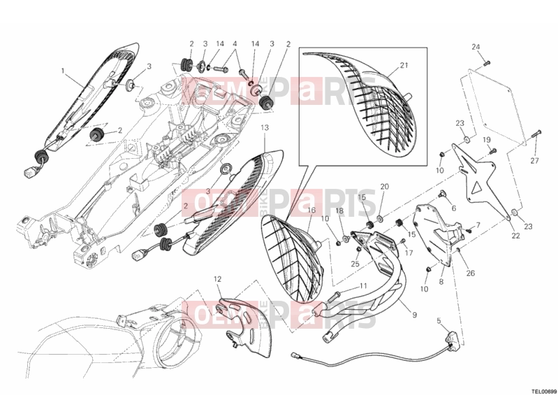 DUCATI 2012 Diavel Carbon NUMBER PLATE HOLDER - TAIL LIGHT » LIGHTING SYSTEM