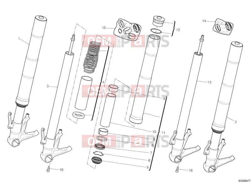 DUCATI 2011 Hypermotard 796 FRONT FORK » FRONT SUSPENSION