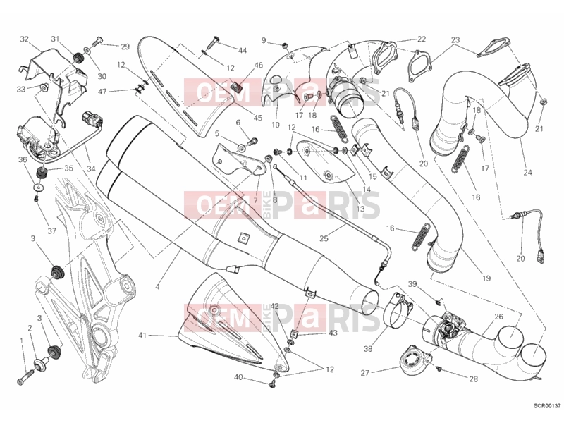 DUCATI 2011 Diavel Carbon EXHAUST SYSTEM » EXHAUST SYSTEM