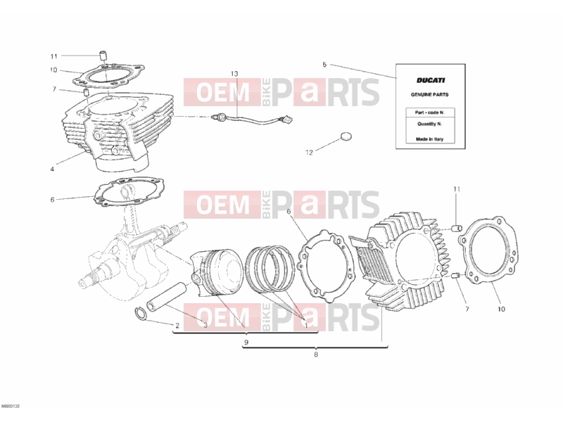 DUCATI 2010 Monster 1100 ABS CYLINDER - PISTON » ENGINE CASE