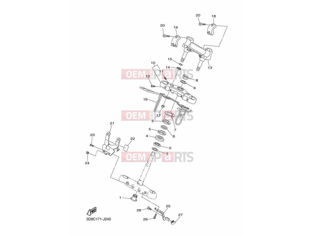 YAMAHA XVS 1300 A Midnight Star XVS1300A (11C5) 2011 STEERING