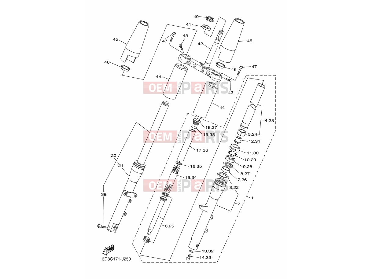 YAMAHA XVS 1300 A Midnight Star XVS1300A (1CS1) 2011 FRONT FORK
