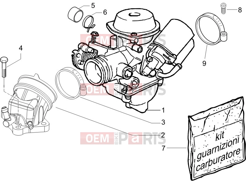 PIAGGIO Beverly 125 Engine » Carburettor, assembly - Union pipe