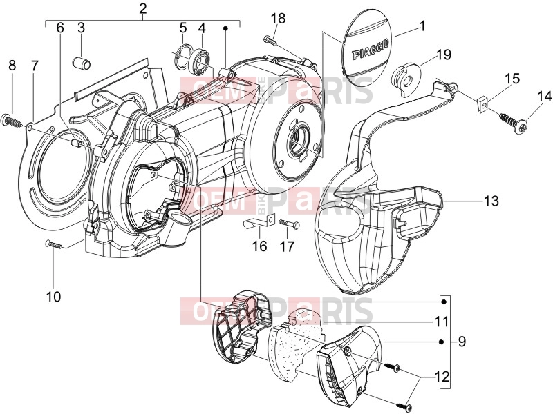 PIAGGIO Beverly 125 Engine » Crankcase cover - Crankcase cooling