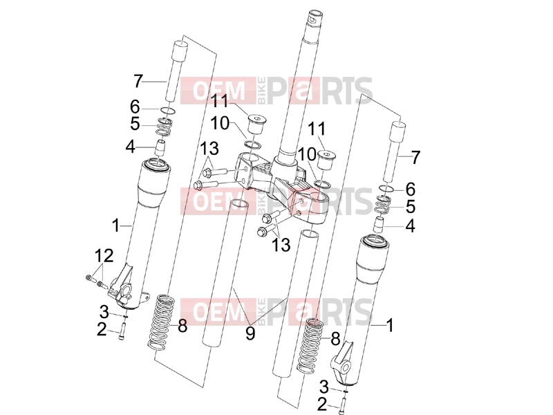 PIAGGIO Beverly 125 Suspensions - Wheels » Fork's components (MVP)