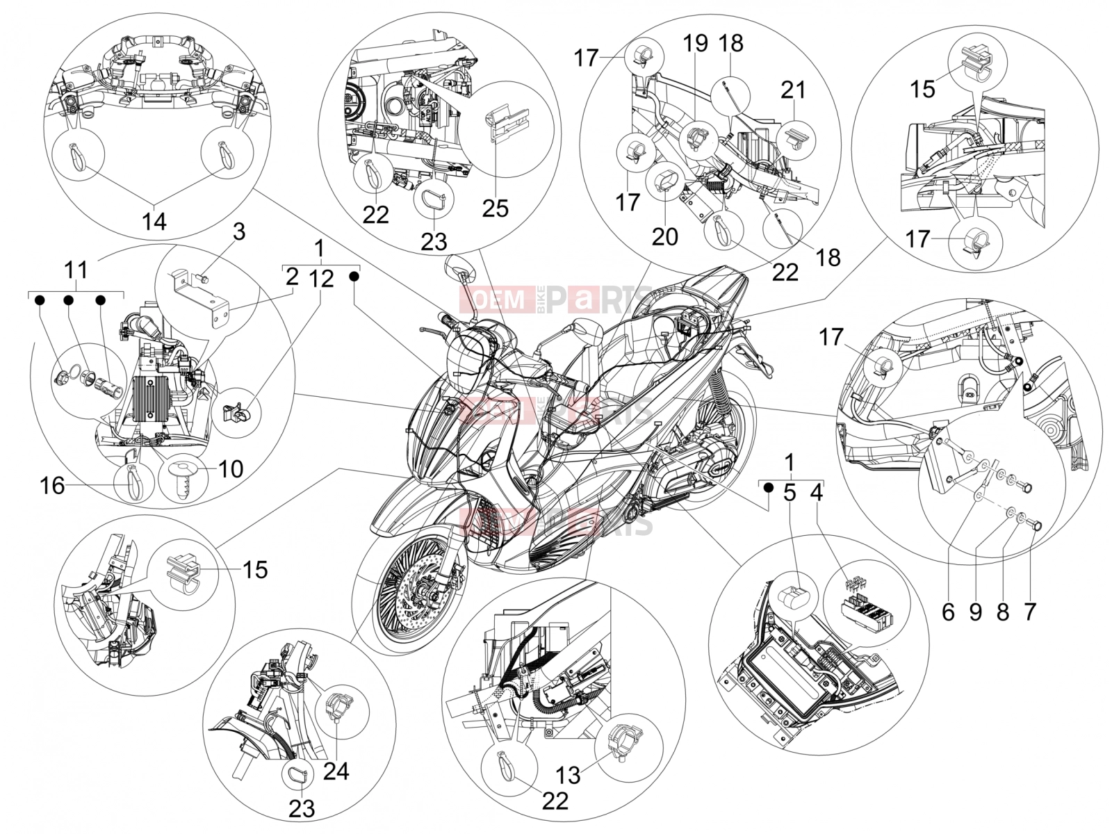 PIAGGIO Beverly 125 RST 4T 4V ie Electrical system » Main cable harness
