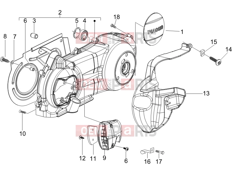 PIAGGIO Beverly 250 Engine » Crankcase cover - Crankcase cooling
