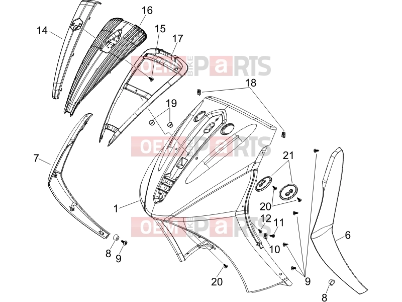 PIAGGIO Beverly 250 Cruiser Frame - Plastic parts - Coachwork » Front shield