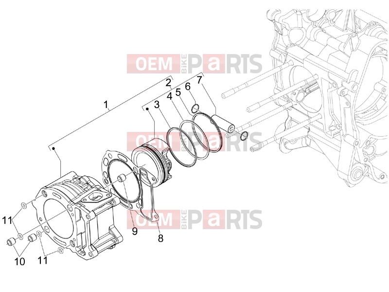 PIAGGIO Beverly 250 Engine » Cylinder-piston-wrist pin unit