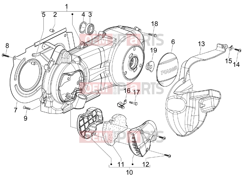 PIAGGIO Beverly 250 Tourer Engine » Crankcase cover - Crankcase cooling