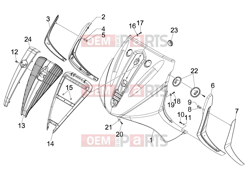 PIAGGIO Beverly 250 Tourer Frame - Plastic parts - Coachwork » Front shield