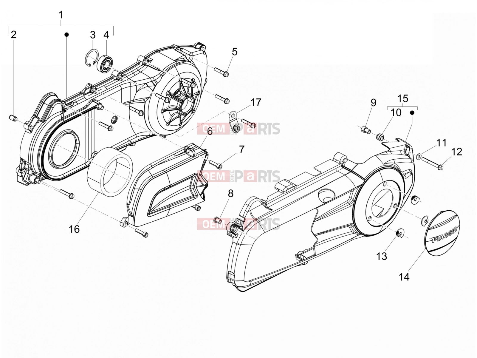 PIAGGIO Beverly 300 ie ABS Engine » Crankcase cover - Crankcase cooling