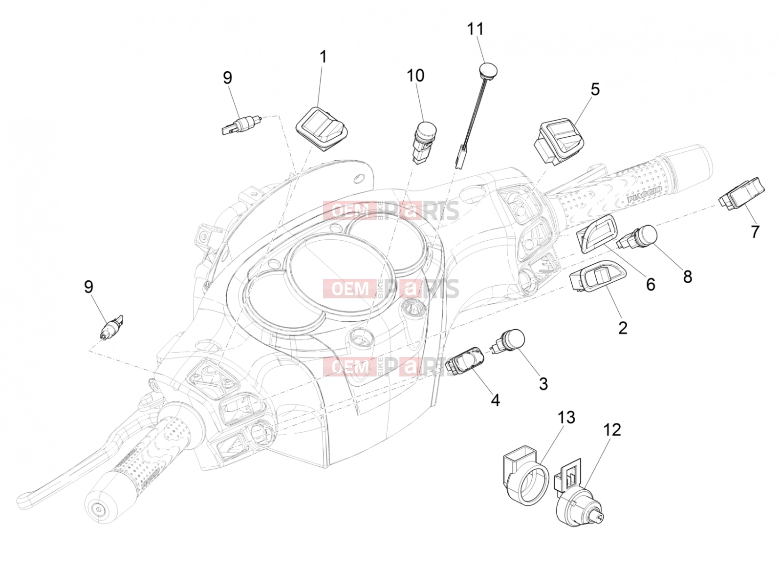 PIAGGIO Beverly 300 ie ABS Electrical system » Selectors - Switches - Buttons