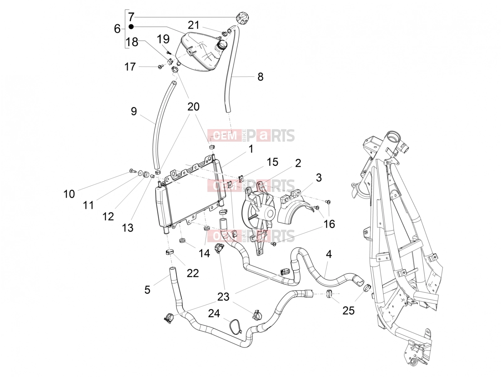 PIAGGIO Beverly 300 ie ABS Frame - Plastic parts - Coachwork » Cooling system