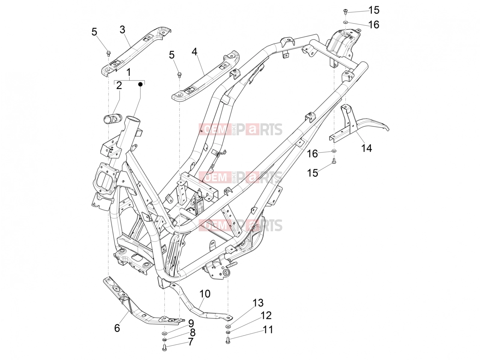 PIAGGIO Beverly 300 ie ABS Frame - Plastic parts - Coachwork » Frame/bodywork