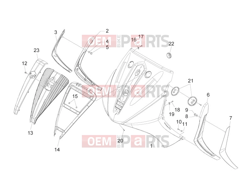 PIAGGIO Beverly 300 ie Tourer Frame - Plastic parts - Coachwork » Front shield