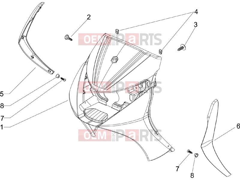 PIAGGIO Beverly 400 ie Frame - Plastic parts - Coachwork » Front shield