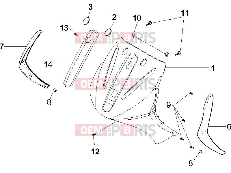 PIAGGIO Beverly 500 Frame - Plastic parts - Coachwork » Front shield