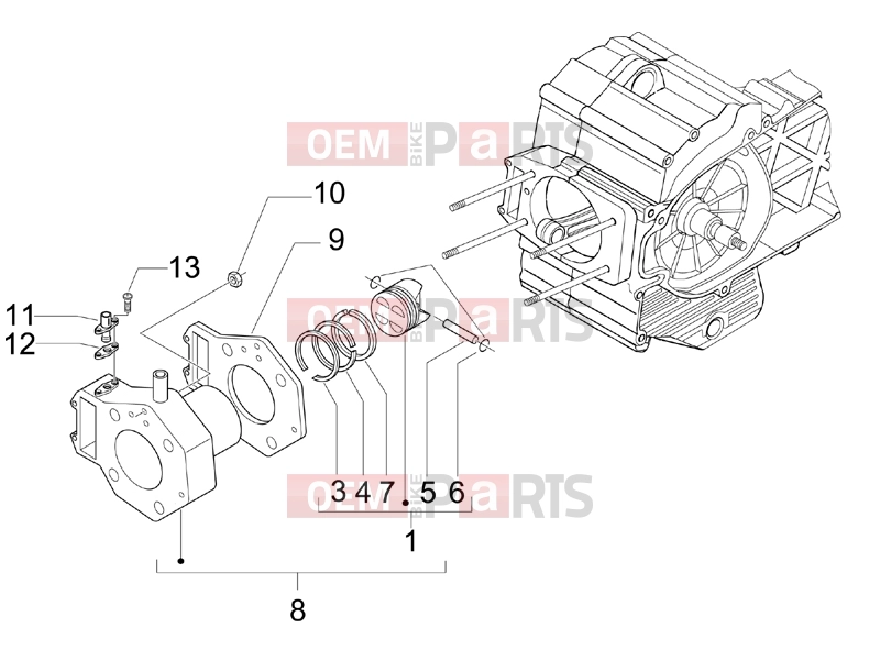 PIAGGIO Beverly 500 Cruiser Engine » Cylinder-piston-wrist pin unit