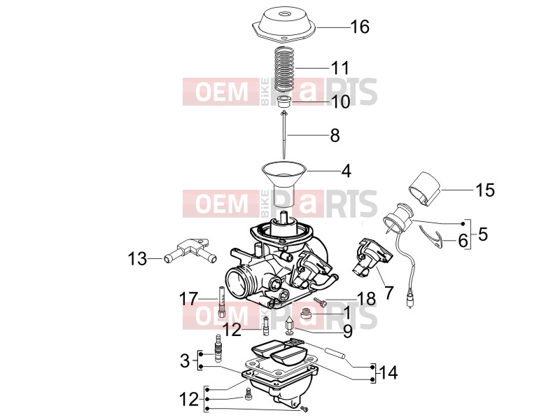 PIAGGIO BV 250 (U.S.A.) Engine » Carburetor's components