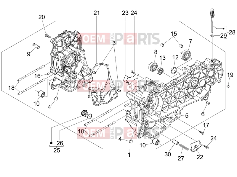 PIAGGIO BV 250 (U.S.A.) Engine » Crankcase