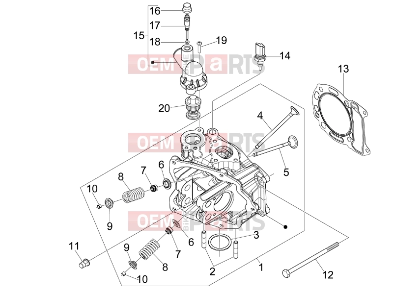 PIAGGIO BV 250 (U.S.A.) Engine » Head unit - Valve