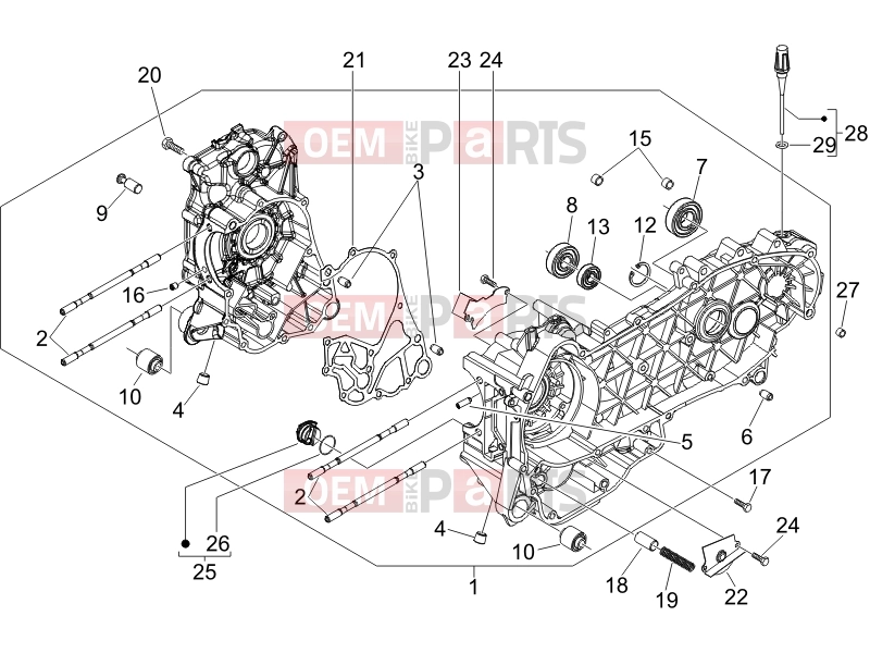 PIAGGIO BV 250 (U.S.A.) Engine » Crankcase