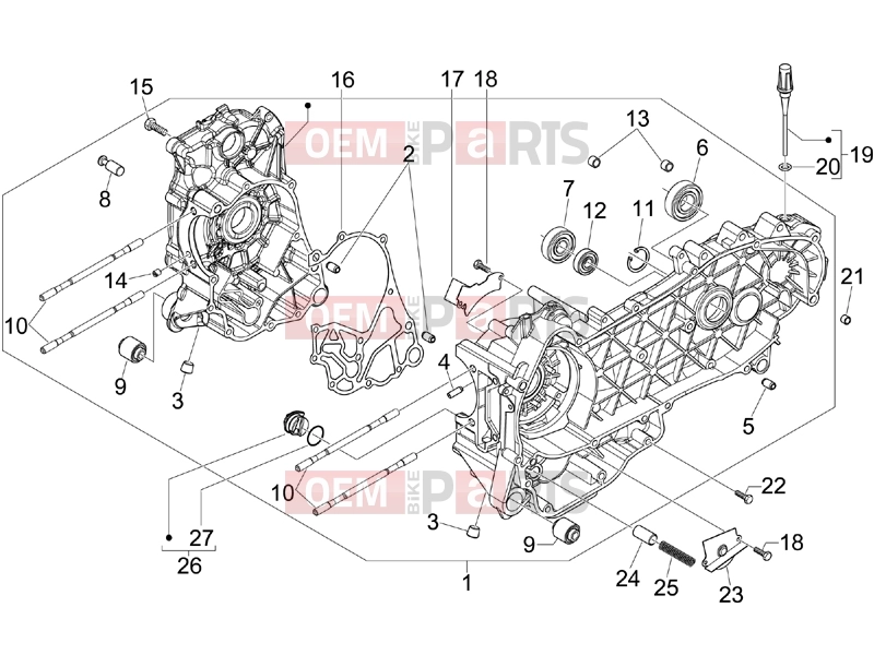 PIAGGIO BV 250 Tourer 2008 (U.S.A.) Engine » Crankcase