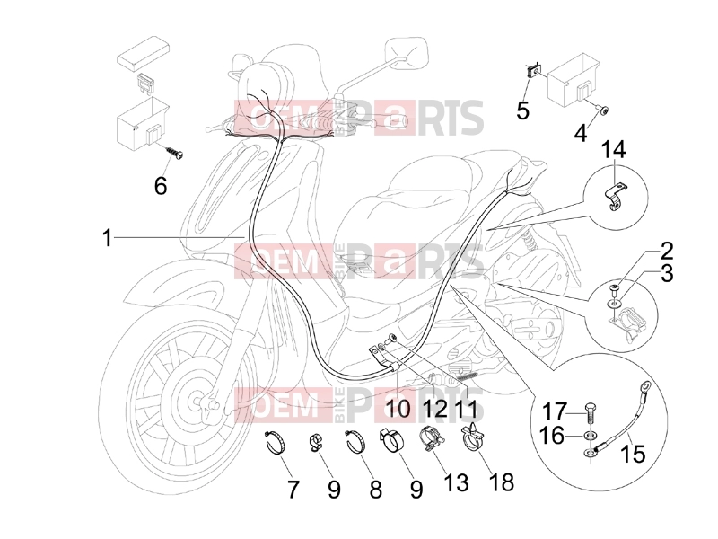 PIAGGIO BV 250 Tourer 2008 (U.S.A.) Electrical system » Main cable harness