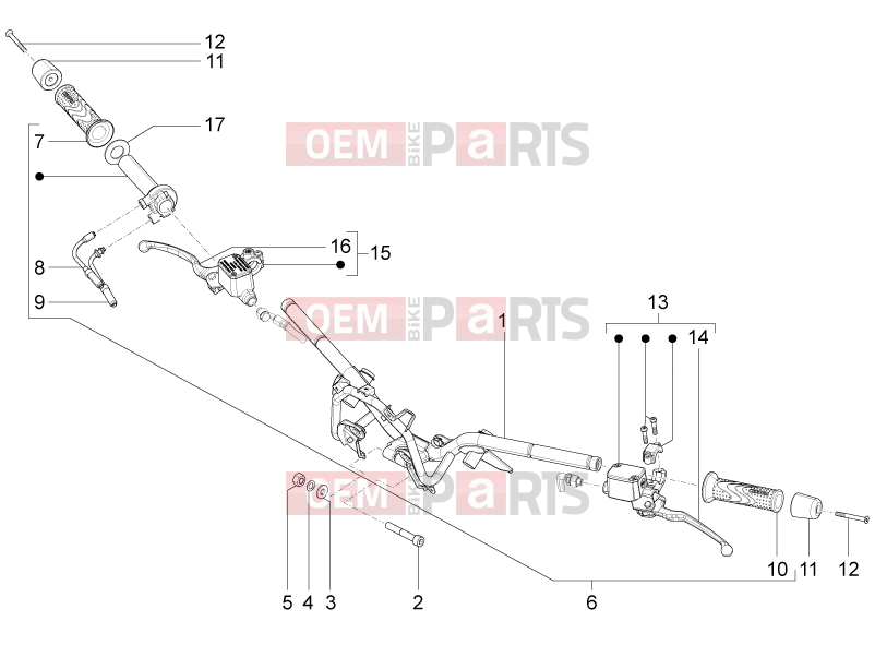 PIAGGIO BV 350 4T 4V ie E3 ( USA / CA ) Handlebars/Steering » Handlebars - Master cil.